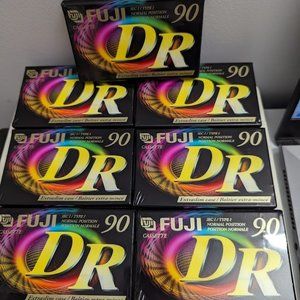 7 New Sealed Blank Audio Tapes Fuji IEC 1/Type 1 DR 90 min. Extraslim Case